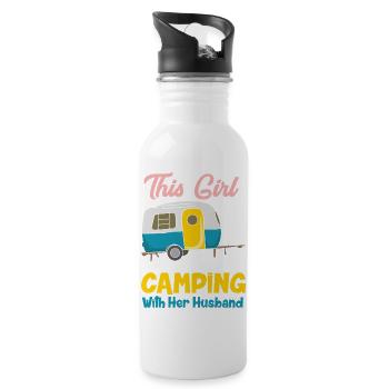 Cette fille adore camper avec son mari Designs - Gourde avec paille intégrée - blanc - Droite