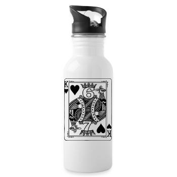 Herz König 67 Six Seven - Spielkarte Meme - Trinkflasche mit integriertem Trinkhalm - Weiß - Rechts