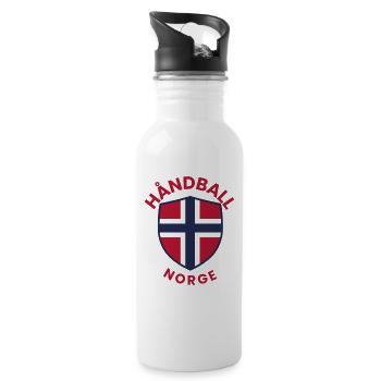 Le blason norvégien de handball avec le drapeau norvégien - Gourde avec paille intégrée - blanc - Droite