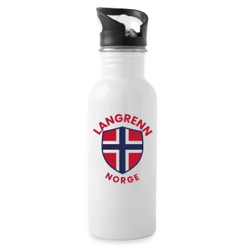 Cross-country skiing Norway emblem - Water bottle with straw - white - Right