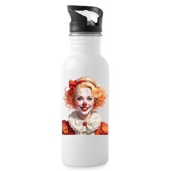 Illustration einer Frau verkleidet als Clown - Trinkflasche mit integriertem Trinkhalm - Weiß - Rechts