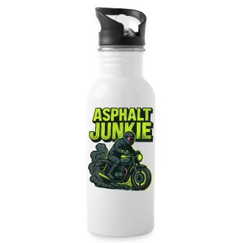 Asphalt Junkie - Motorcycle - Water bottle with straw - white - Right