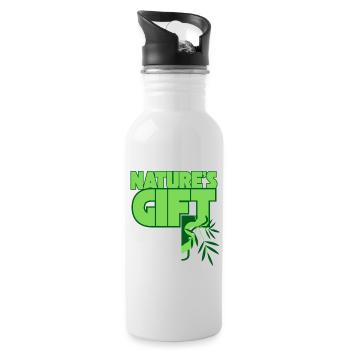 Nature's Gift Bamboo Green - Water bottle with straw - white - Right