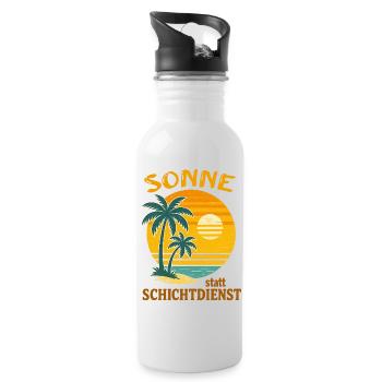 Sun instead of shift work, holidays Travel Beach - Water bottle with straw - white - Right