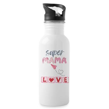 Super Mama - Heart Design - Gourde avec paille intégrée - blanc - Droite