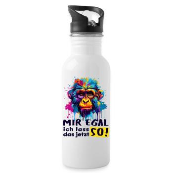 JE M’EN FICHE - JE VAIS LAISSER ÇA COMME ÇA MAINTENANT ! - Singe drôle - Gourde avec paille intégrée - blanc - Droite