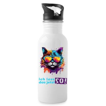 Mir egal! Ich lass das jetzt so!  - Trinkflasche mit integriertem Trinkhalm - Weiß - Rechts