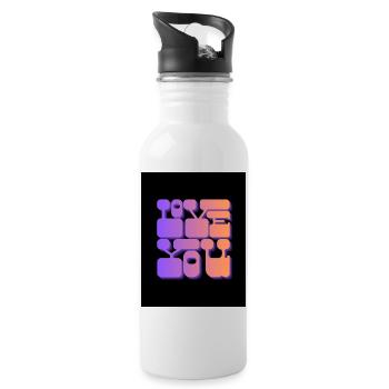 Liebe dich - Trinkflasche mit integriertem Trinkhalm - Weiß - Rechts