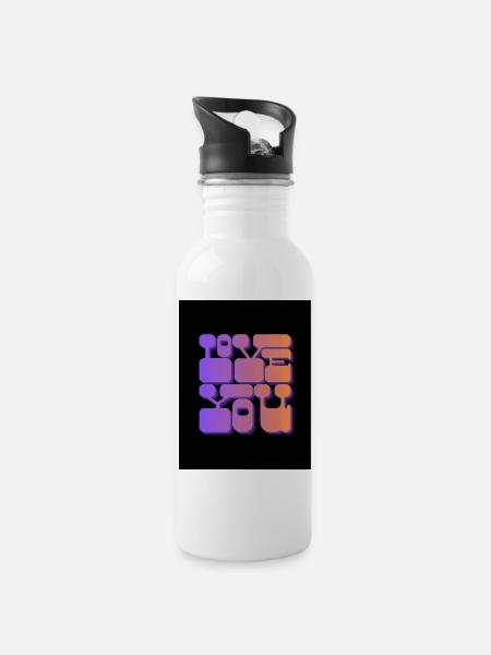 love you - Water bottle with straw - white