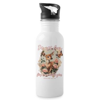 Reh Christlich Bibelvers - Trinkflasche mit integriertem Trinkhalm - Weiß - Rechts