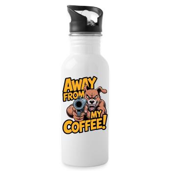 Away from my coffee! - Water bottle with straw - white - Right