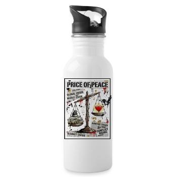 Price Of Peace Street Art - Water bottle with straw - white - Right
