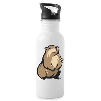 Cute Groundhog - Water bottle with straw - white - Right