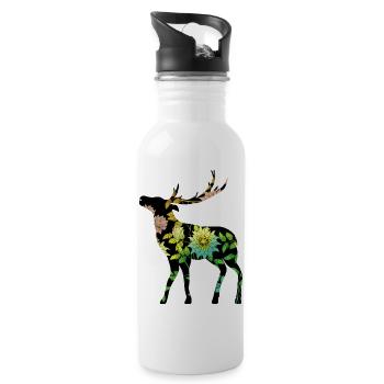 Hirsch - Trinkflasche mit integriertem Trinkhalm - Weiß - Rechts