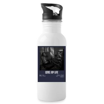LevelUp Retro Gamer Tee - Trinkflasche mit integriertem Trinkhalm - Weiß - Rechts