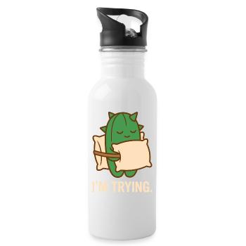 Prickly But Trying - Water bottle with straw - white - Right