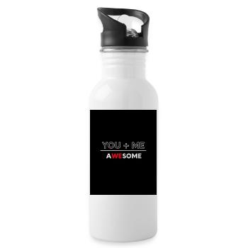 You Plus Me Awesome - Water bottle with straw - white - Right