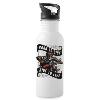 Born to Ride - Ride to Live - Trinkflasche mit integriertem Trinkhalm - Weiß - Rechts