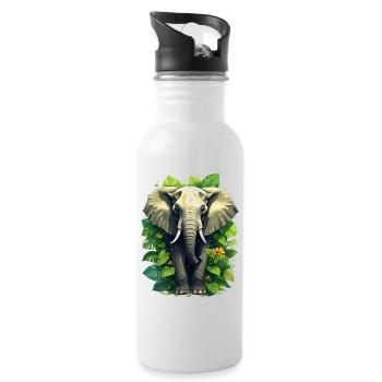 Un éléphant dans la jungle - Gourde avec paille intégrée - blanc - Droite