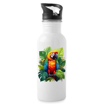 Parrot in the jungle - Water bottle with straw - white - Right