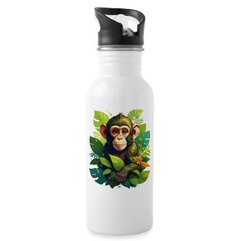 Ein Affe im Dschungel - Trinkflasche mit integriertem Trinkhalm - Weiß - Rechts