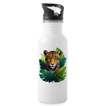Un jaguar dans la jungle - Gourde avec paille intégrée - blanc - Droite