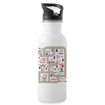 Map Trail Colorful Village World - Water bottle with straw - white - Right