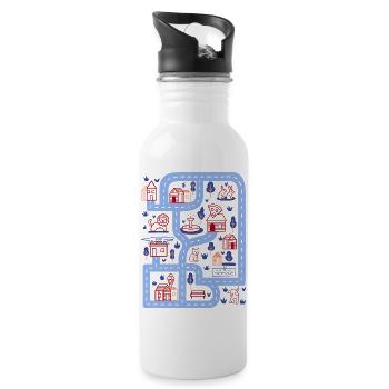 Spielstraße  - Trinkflasche mit integriertem Trinkhalm - Weiß - Rechts