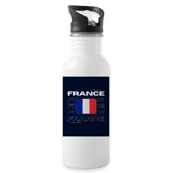 Frankreich - Trinkflasche mit integriertem Trinkhalm - Weiß - Rechts