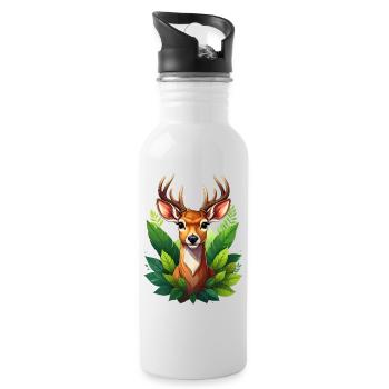 A deer or deer in the forest - Water bottle with straw - white - Right