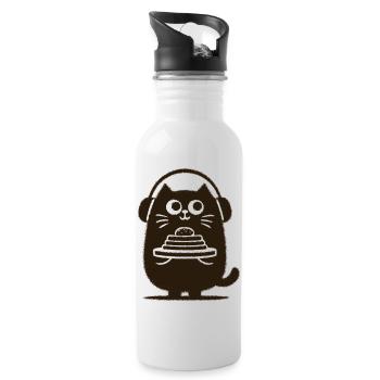 CatDJ with pancakes - Water bottle with straw - white - Right