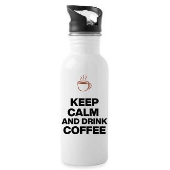KEEP CALM AND DRINK COFFEE, COFFEE JUNKIE GIFT - Water bottle with straw - white - Right