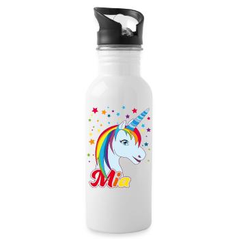 Mia , Mädchenname, Lieblingsname - Trinkflasche mit integriertem Trinkhalm - Weiß - Rechts