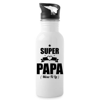 Cadeau Super Papa - T-shirt Mòso Fè La - Gourde avec paille intégrée - blanc - Droite