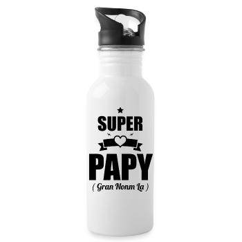Super Grandpa Gift - Gran Nonm la T-shirt - Water bottle with straw - white - Right