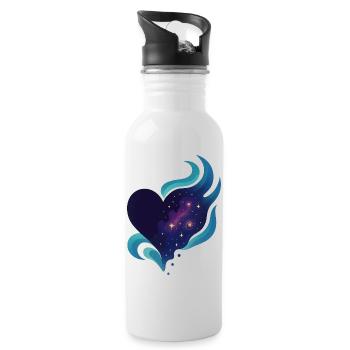 Amour - Cœur - Saint Valentin - Mariage - Gourde avec paille intégrée - blanc - Droite