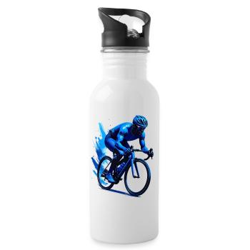 Road cyclist in blue - Water bottle with straw - white - Right