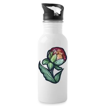 Floraison de pivoine aquarelle - Gourde avec paille intégrée - blanc - Droite