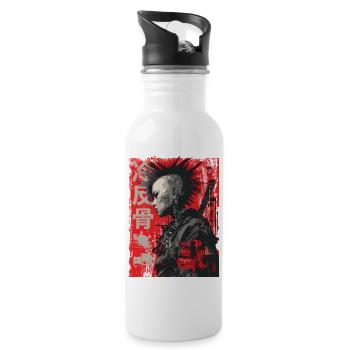 Punk Warrior – 冷反骨 Art urbain - Gourde avec paille intégrée - blanc - Droite