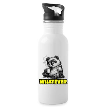 Whatever – Grumpy Bear Coffee (Sketch) - Trinkflasche mit integriertem Trinkhalm - Weiß - Rechts