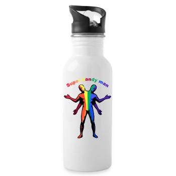 Super-Handwerker-Regenbogen - Trinkflasche mit integriertem Trinkhalm - Weiß - Rechts