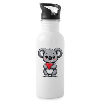 Koala avec du cœur - Gourde avec paille intégrée - blanc - Droite