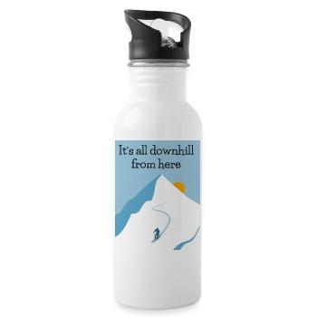 Downhill From Here - Water bottle with straw - white - Right
