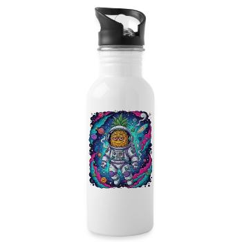 Smokey Space Ananas - Trinkflasche mit integriertem Trinkhalm - Weiß - Rechts