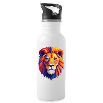 Tête de lion - Gourde avec paille intégrée - blanc - Droite