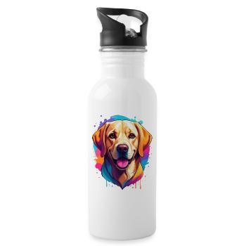 Labrador Retriever - Water bottle with straw - white - Right
