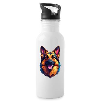 German Shepherd - Water bottle with straw - white - Right