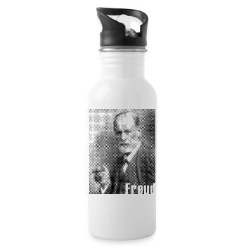 Portrait en points monochrome de Sigmund Freud - Gourde avec paille intégrée - blanc - Droite