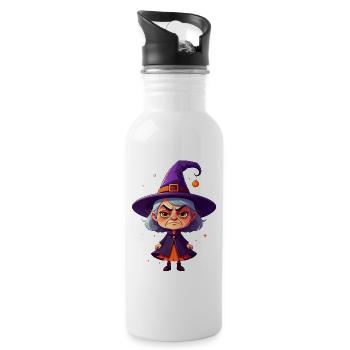 cute, grumpy witch - Water bottle with straw - white - Right