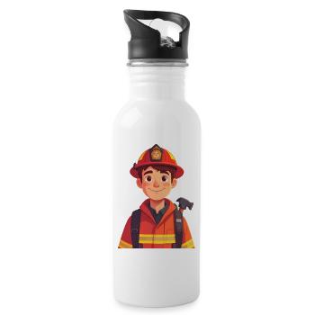Fireman - Water bottle with straw - white - Right